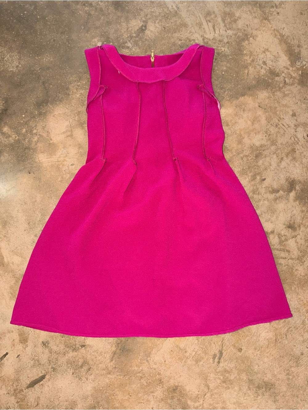 Gianni Bini Fuchsia Textured Fit & Flare Dress Sleeveless Zip Back Size Large - Picture 8 of 11